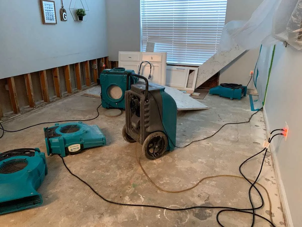 Dehumidifier in flood-cut room for Water Extraction & Removal in Granbury